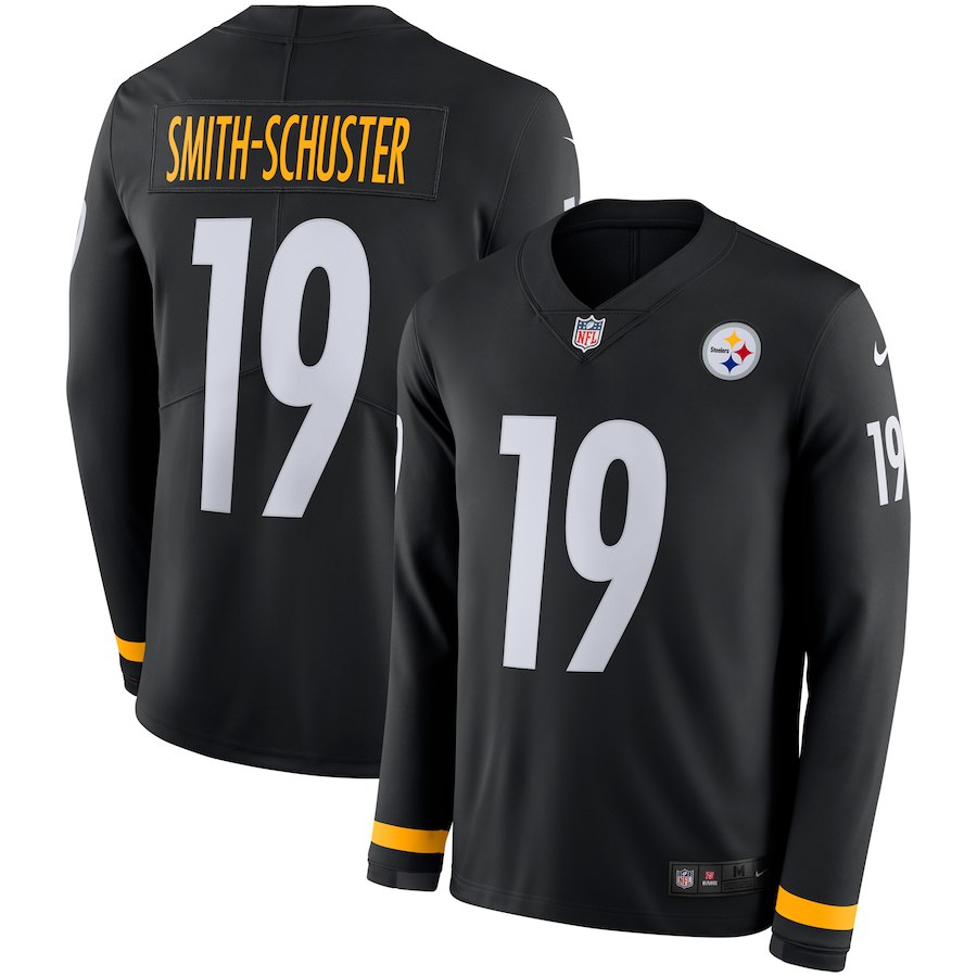 Men Pittsburgh Steelers 19 Smith schuster black Limited NFL Nike Therma Long Sleeve Jersey